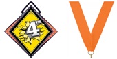 Excel 3" Orange Medal Bust Out 4th Place Mylar