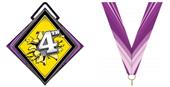 Excel 3" Purple Medal Bust Out 4th Place Mylar Excel 3" Purple Medal Bust Out 4th Place Mylar