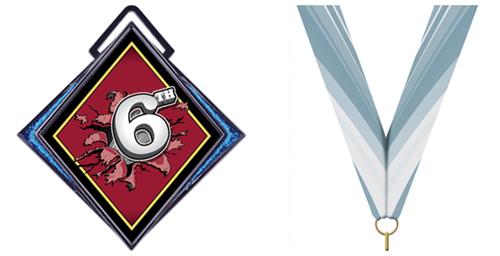 Hasty Excel 3" Blue Medal Bust Out 6th Place Mylar. Personalization is available on this item.