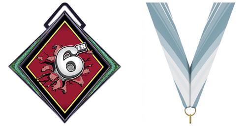 Excel 3" Green Medal Bust Out 6th Place Mylar. Personalization is available on this item.