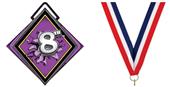 Excel 3" Purple Medal Bust Out 8th Place Mylar Excel 3" Purple Medal Bust Out 8th Place Mylar