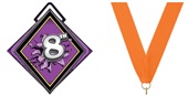 Excel 3" Purple Medal Bust Out 8th Place Mylar