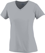 Girls Wicking V-Neck T-Shirt  SILVER GREY Primary