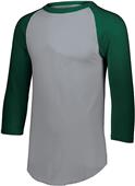 Adult 3/4 Sleeve Baseball Jersey (Heather - Black,Forest,Navy,Red,Royal,White) ATHLETIC HEATHER/DARK GREEN Primary