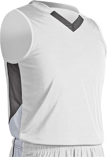 Champro Youth Rebel Basketball Jersey, White/ Black/ White / L