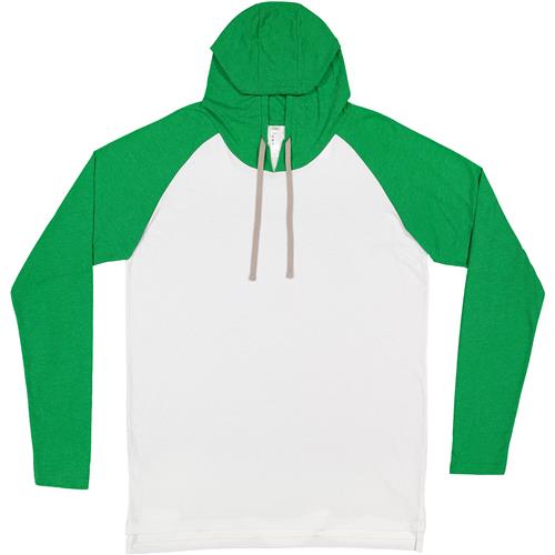 Adult Unisex Raglan Long Sleeve Hooded Tee - Lightweight Cotton Blend Jersey T-Shirt