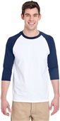 Gildan Adult Youth Heavy Cotton Raglan Sleeve Tee WHITE/ NAVY Primary