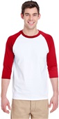 Gildan Adult Youth Heavy Cotton Raglan Sleeve Tee WHITE/ RED Primary