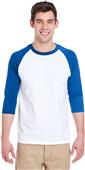 Gildan Adult Youth Heavy Cotton Raglan Sleeve Tee WHITE/ ROYAL Primary
