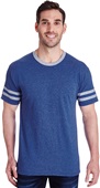 Jerzees Adult 4.5 oz. TRI-BLEND Varsity Ringer Tee TRUE BLUE HEATHER/OXFORD Primary