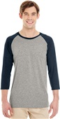 Jerzees Adult 4.5 oz TRI-BLEND Baseball Raglan Tee OXFORD/INDIGO HEATHER Primary