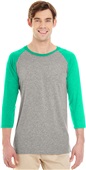 Jerzees Adult 4.5 oz TRI-BLEND Baseball Raglan Tee OXFORD/MINT HEATHER Primary
