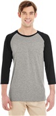 Jerzees Adult 4.5 oz TRI-BLEND Baseball Raglan Tee OXFORD/BLACK Primary