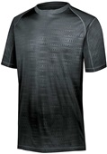 Adult Embossed Print, Wicking, Small Grid Mesh Back Tee Shirt  BLACK Primary