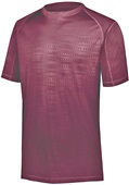 Adult Embossed Print, Wicking, Small Grid Mesh Back Tee Shirt  MAROON Primary