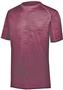 Adult Embossed Print, Wicking, Small Grid Mesh Back Tee Shirt MAROON Primary