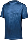 Adult Embossed Print, Wicking, Small Grid Mesh Back Tee Shirt  NAVY Primary