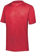 Adult Embossed Print, Wicking, Small Grid Mesh Back Tee Shirt  SCARLET Primary