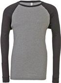 Bella+Canvas Mens Jersey Baseball T-Shirt DEEP HEATHER / BLACK Primary