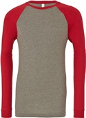 Bella+Canvas Mens Jersey Baseball T-Shirt DEEP HEATHER / CARDINAL Primary