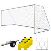 8'Hx24'W Soccer Goals - Classic Official Round Goal Deluxe Package- NFHS, NCAA, FIFA Compliant PAIR