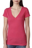Next Level Ladies Triblend Deep V-Neck VINTAGE SHOCKING PINK Primary