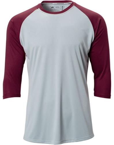 TOP PRO T-shirt de baseball décontracté à manches 3/4 pour homme, rouge/noir, taille L, rouge