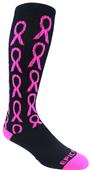 Breast Cancer Black Repeating Ribbon Kneehigh/OTC Socks PAIR