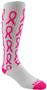 Over-The-Calf Breast Cancer White Repeating Ribbon Socks PAIR