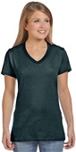 Hanes Ladies Ringspun Cotton nano-T V-Neck T-Shirt BLACK Primary