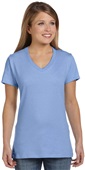 Hanes Ladies Ringspun Cotton nano-T V-Neck T-Shirt LIGHT BLUE Primary