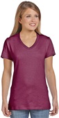 Hanes Ladies Ringspun Cotton nano-T V-Neck T-Shirt MAROON Primary