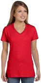 Hanes Ladies Ringspun Cotton nano-T V-Neck T-Shirt ATHLETIC RED Primary