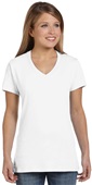 Hanes Ladies Ringspun Cotton nano-T V-Neck T-Shirt WHITE Primary
