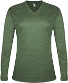 Badger Sport Womens Tri-Blend Long Sleeve Tee FOREST HEATHER Primary