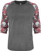 Badger Mens Vintage Camo Baseball Tee