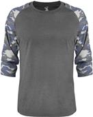 Badger Mens Vintage Camo Baseball Tee