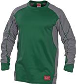 Rawlings Dugout Long Sleeve Fleece Pullover DK GREEN Primary