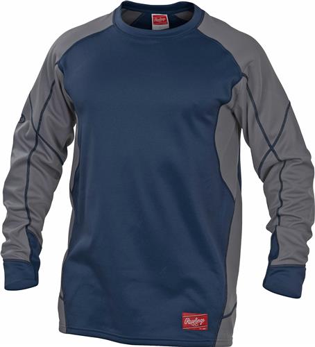 Pull Baseball Rawlings Dugout Homme – Manches Longues – Maille Sweat Bleu/gris – 2XL