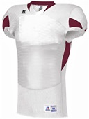 Russell Adult Waist Length Football Jersey S81XCM WHITE/MAROON Primary