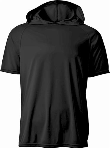 A4 Mens Cooling Performance Short Sleeve Hood Tee BLACK 