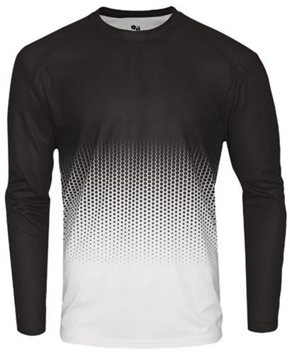 Badger Adult Youth Hex 2.0 Long Sleeve Tee Jersey BLACK HEX 