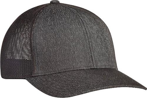 Pacific Headwear 106C Aggressive Heather Trucker Snapback Cap - Navy Heather/White