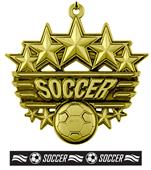 Epic 2 3/8" Arched Stars Soccer Award Medal & Ribbon