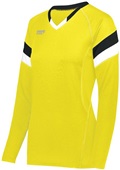 High Five Ladies Girls TruHit Tri Long Sleeve Volleyball Jersey ELECTRIC YELLOW/BLACK/WHITE Primary