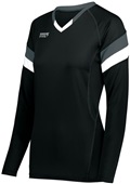 High Five Ladies Girls TruHit Tri Long Sleeve Volleyball Jersey BLACK/GRAPHITE/WHITE Primary