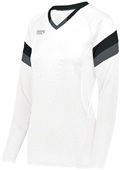 High Five Ladies Girls TruHit Tri Long Sleeve Volleyball Jersey WHITE/BLACK/GRAPHITE Primary
