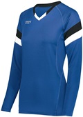 High Five Ladies Girls TruHit Tri Long Sleeve Volleyball Jersey ROYAL/BLACK/WHITE Primary