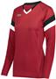 High Five Ladies Girls TruHit Tri Long Sleeve Volleyball Jersey SCARLET/BLACK/WHITE Primary