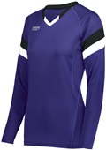 High Five Ladies Girls TruHit Tri Long Sleeve Volleyball Jersey PURPLE/BLACK/WHITE Primary